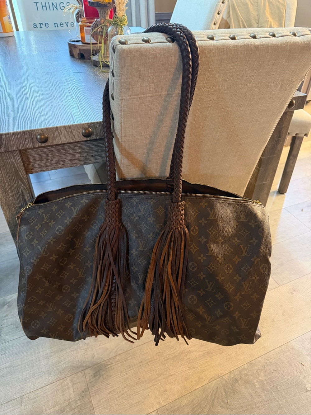 Louis Vuitton Monogram Tote with Brown Braided Fringe Handles
